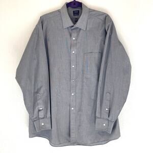 Arrow black & white mini check long sleeve dress shirt classic fit 17-17-1/2"